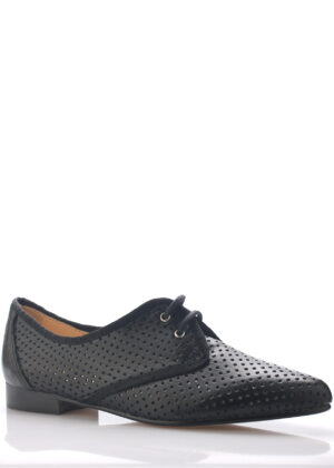 Černé kožené děrované boty se špičkou Maria Jaén Velikost: 38