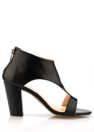Černé kožené elegantní boty na podpatku Maria Jaén Velikost: 37