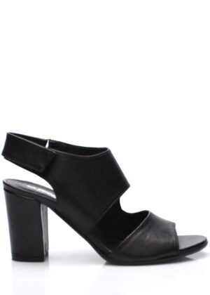 V&C Calzature Černé italské otevřené kožené boty na podpatku V&C Velikost: 38